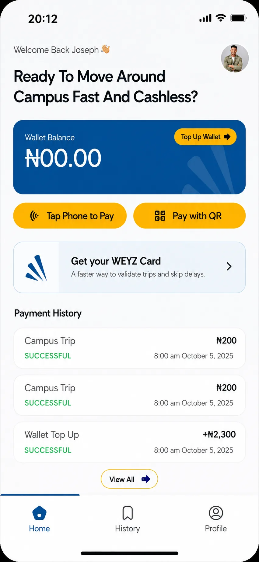 Weyz Rider Mobile App interface view 1